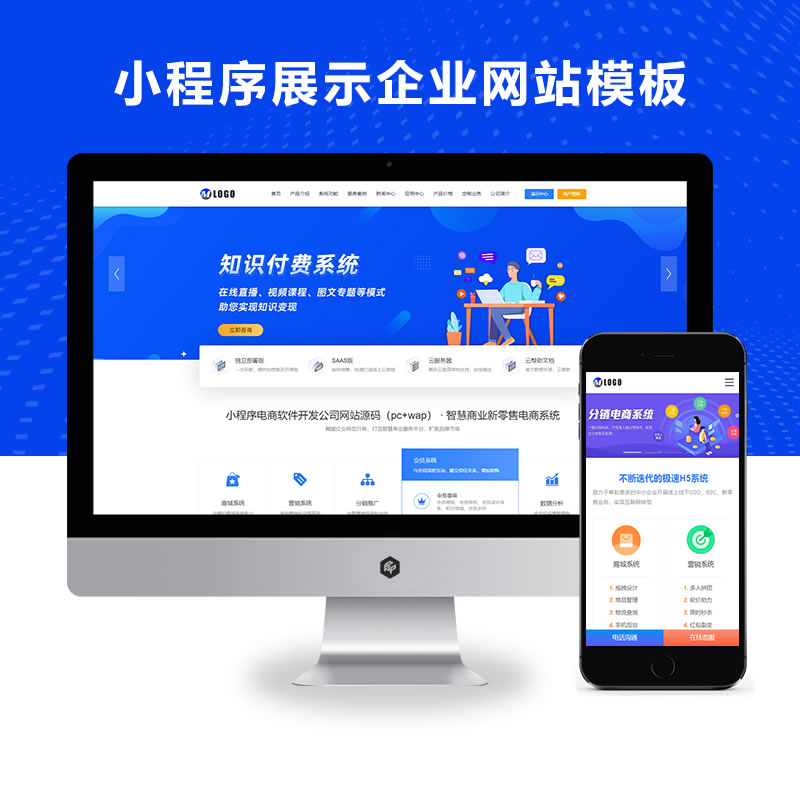 蓝色小程序电商软件开发IT公司网站演示